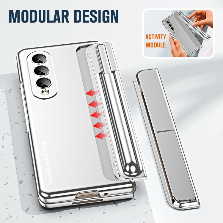 For Samsung Galaxy Z Fold4 2 in 1 Detachable PC Folding Phone Case with Holder & Pen Slot(Silver) - Galaxy Z Fold4 5G Cases by buy2fix | Online Shopping UK | buy2fix