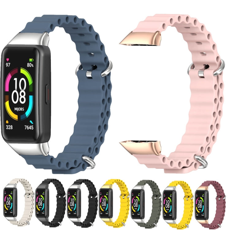 For Huawei Band 6 / Honor Band 6 / 7 MIJOBS CS Marine Silicone Breathable Watch Band(Black Silver) by MIJOBS