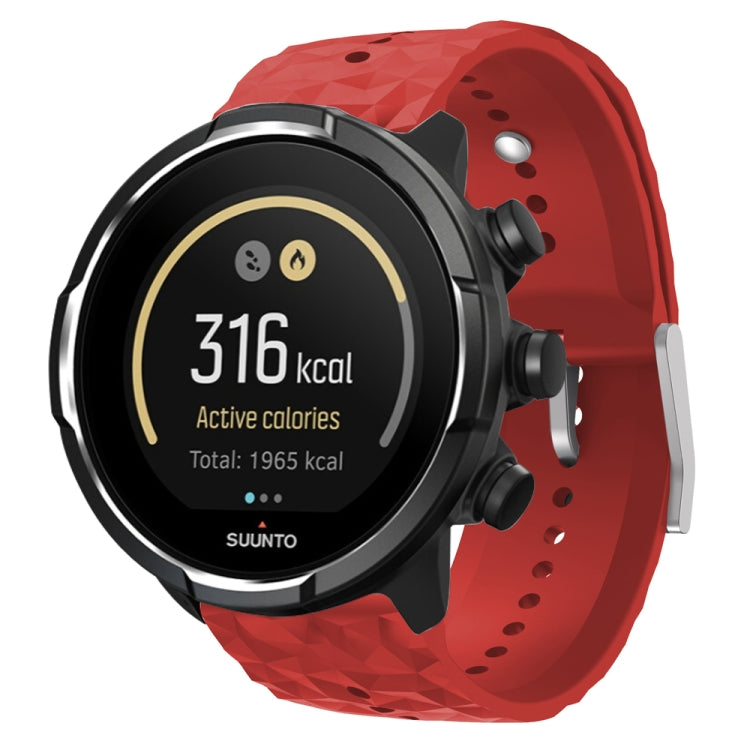 For Suunto 9 Rhombus Texture Silicone Watch Band(Dark Red) - by buy2fix | Online Shopping UK | buy2fix