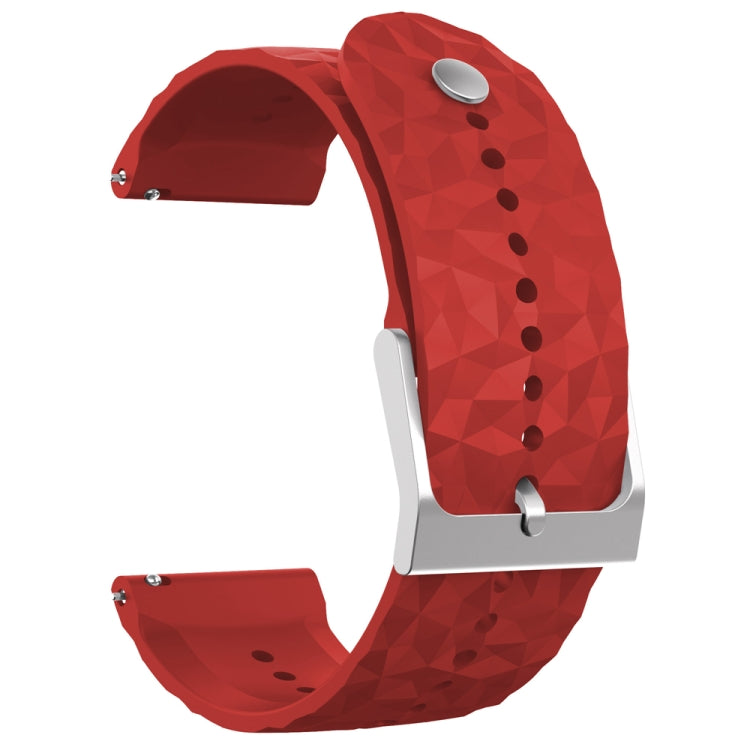 For Suunto 9 Rhombus Texture Silicone Watch Band(Dark Red) - by buy2fix | Online Shopping UK | buy2fix