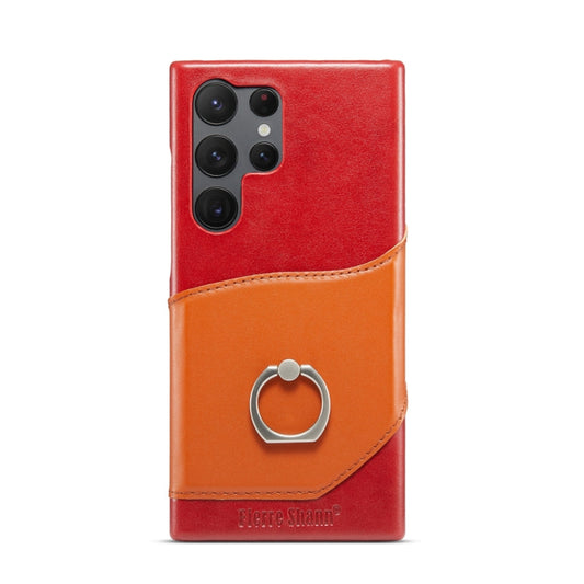 For Samsung Galaxy S23 Ultra 5G Fierre Shann Oil Wax Texture Genuine Leather Back Phone Case(Red) - Galaxy S23 Ultra 5G Cases by FIERRE SHANN | Online Shopping UK | buy2fix