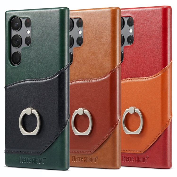 For Samsung Galaxy S23 Ultra 5G Fierre Shann Oil Wax Texture Genuine Leather Back Phone Case(Black) - Galaxy S23 Ultra 5G Cases by FIERRE SHANN | Online Shopping UK | buy2fix