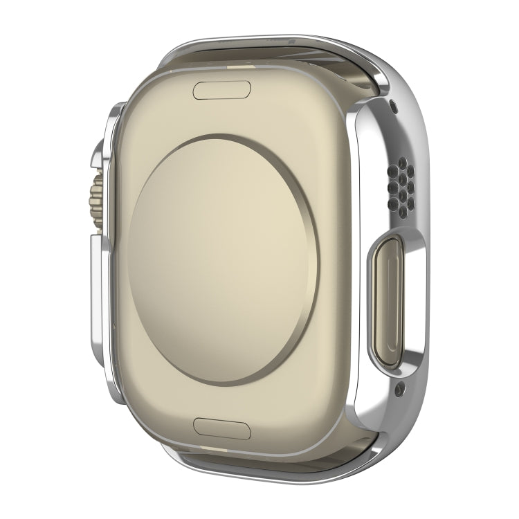 For Apple Watch Ultra 3 / 2 / 1 49mm Plating Gloss PC Tempered Glass Integral Watch Case(Silver) by buy2fix