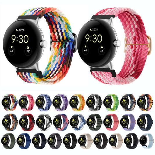 For Google Pixel Watch Buckle Nylon Braided Watch Band(Strawberry Red) by buy2fix