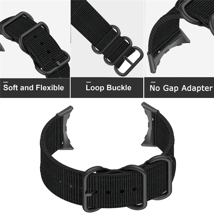For Google Pixel Watch Three-ring Black Buckle Nylon Watch Band(Rainbow) - Watch Bands by buy2fix | Online Shopping UK | buy2fix