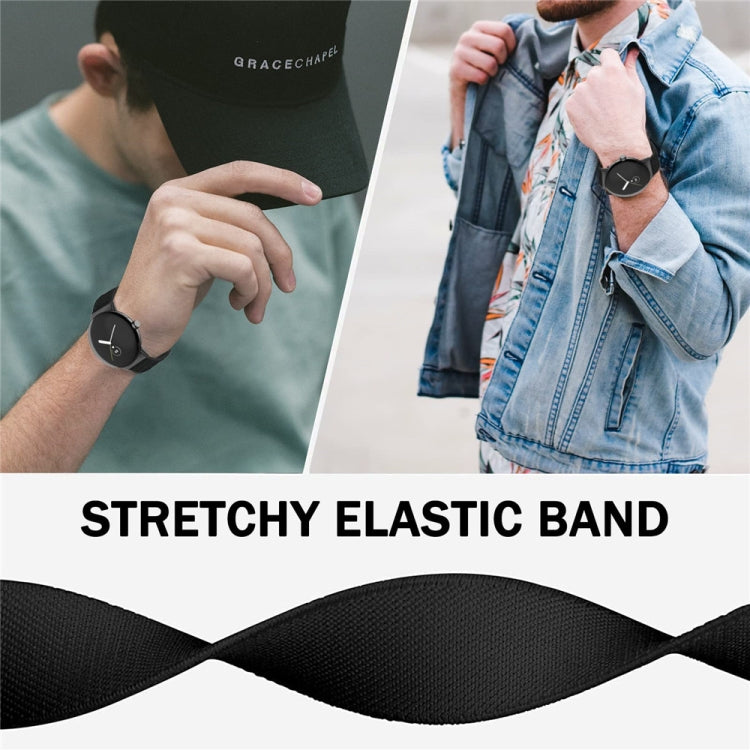 For Google Pixel Watch Three-ring Black Buckle Nylon Watch Band(Rainbow) - Watch Bands by buy2fix | Online Shopping UK | buy2fix