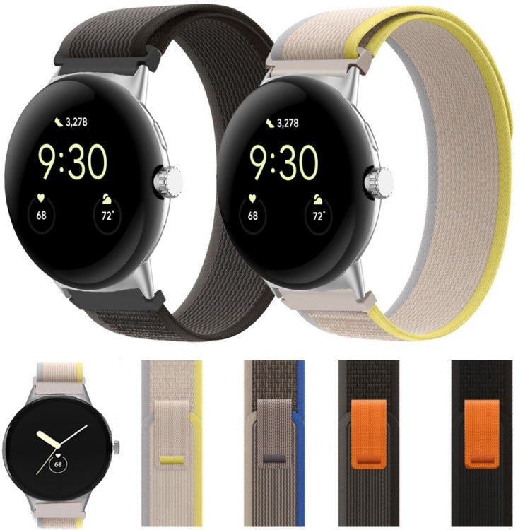 For Google Pixel Watch Loop Silver Connector Nylon Watch Band(Black Grey) - Watch Bands by buy2fix | Online Shopping UK | buy2fix
