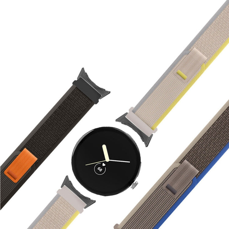 For Google Pixel Watch Loop Silver Connector Nylon Watch Band(Black Grey) - Watch Bands by buy2fix | Online Shopping UK | buy2fix