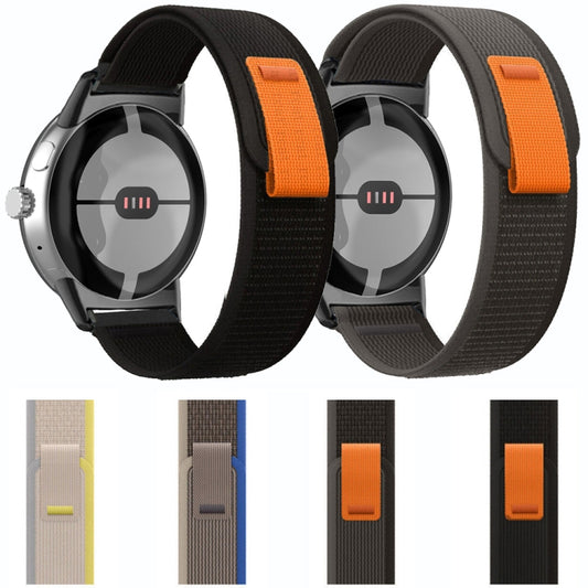 For Google Pixel Watch Loop Black Connector Nylon Watch Band(Black Grey) by buy2fix