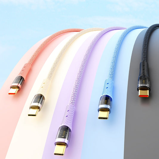 ROCK Z21 6A USB to USB-C/Type-C Transparent Fast Charging Data Cable, Length: 1.2m(Purple) by ROCK
