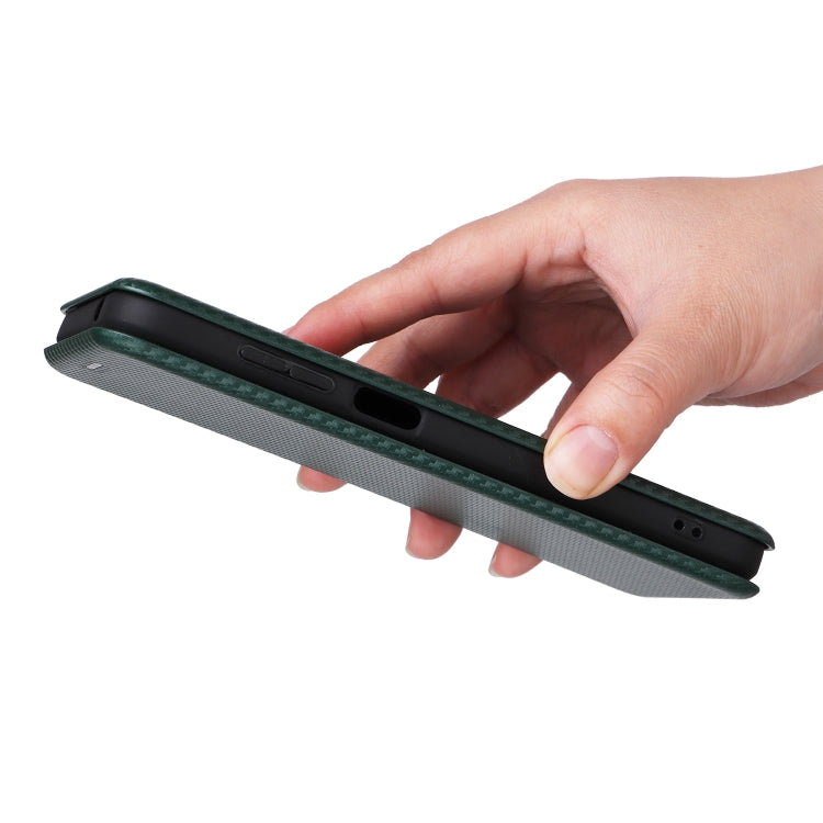 For Ulefone Note 14 Carbon Fiber Texture Flip Leather Phone Case(Green) by buy2fix