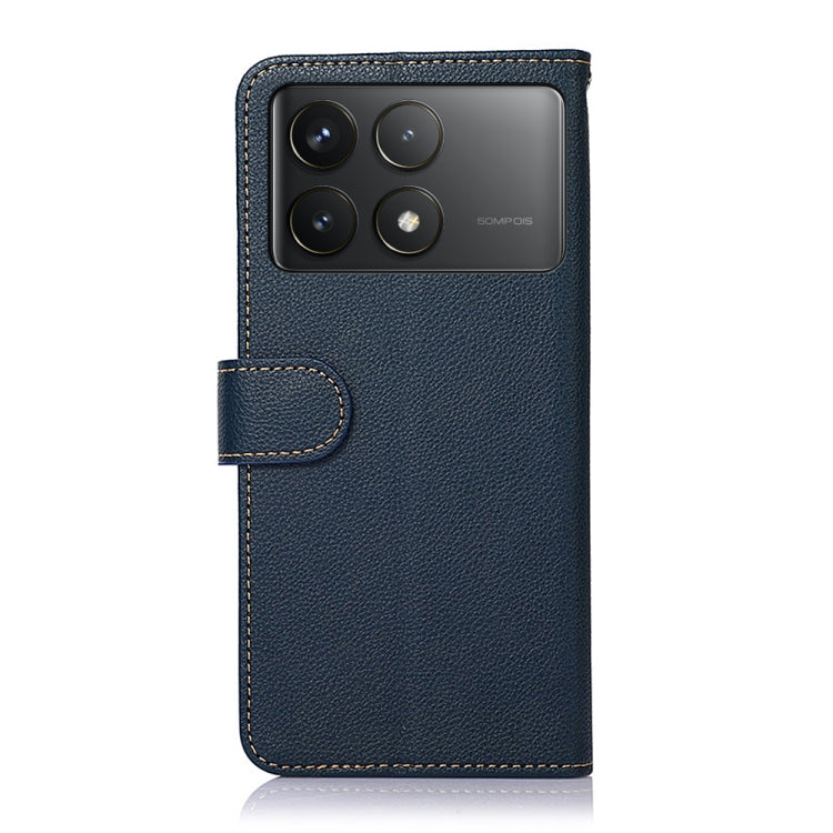 For Xiaomi Redmi K70 5G / K70 Pro 5G KHAZNEH Litchi Texture Leather RFID Phone Case(Blue) - Xiaomi Cases by buy2fix | Online Shopping UK | buy2fix