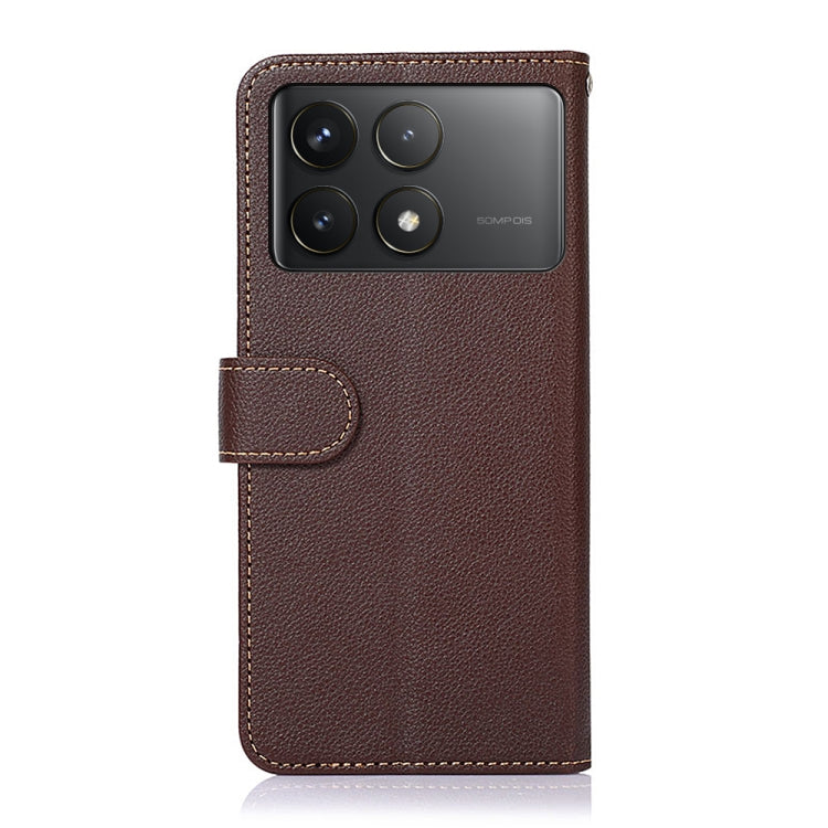 For Xiaomi Redmi K70 5G / K70 Pro 5G KHAZNEH Litchi Texture Leather RFID Phone Case(Brown) - Xiaomi Cases by buy2fix | Online Shopping UK | buy2fix