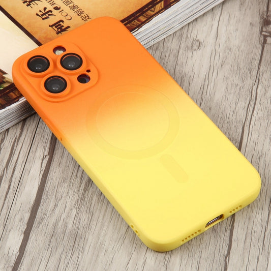 For iPhone 12 Pro Liquid TPU Silicone Gradient MagSafe Phone Case(Orange Yellow) by buy2fix