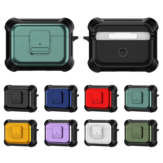 For AirPods Pro TPU + PC Shockproof Earphone Protective Case with Switch(Blue) by buy2fix