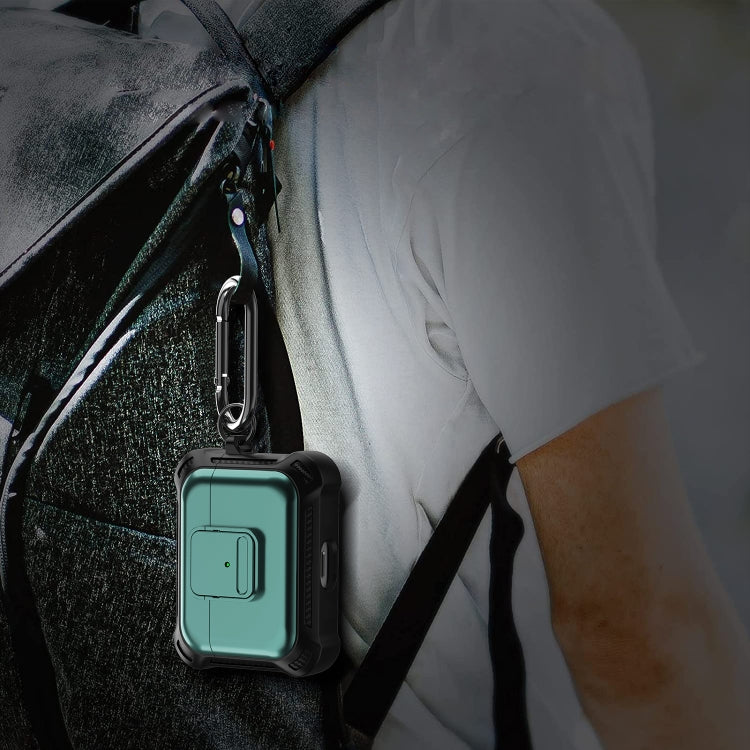 For AirPods Pro TPU + PC Shockproof Earphone Protective Case with Switch(Green) by buy2fix