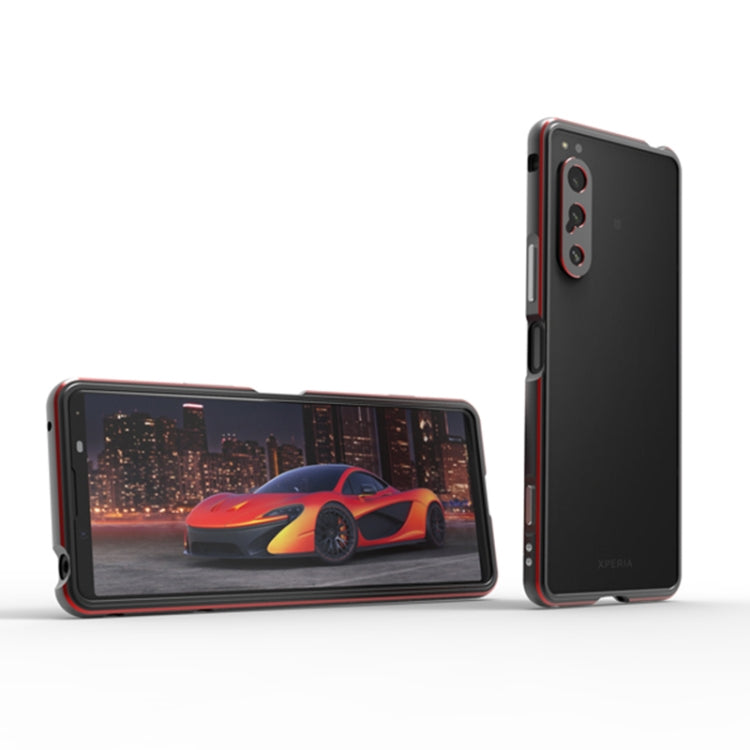 For Sony Xperia 5 Ⅳ Aurora Series Lens Protector + Metal Frame Phone Case(Black+Purple) - Sony Cases by buy2fix | Online Shopping UK | buy2fix