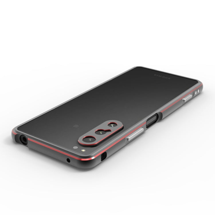 For Sony Xperia 5 Ⅳ Aurora Series Lens Protector + Metal Frame Phone Case(Black+Purple) - Sony Cases by buy2fix | Online Shopping UK | buy2fix