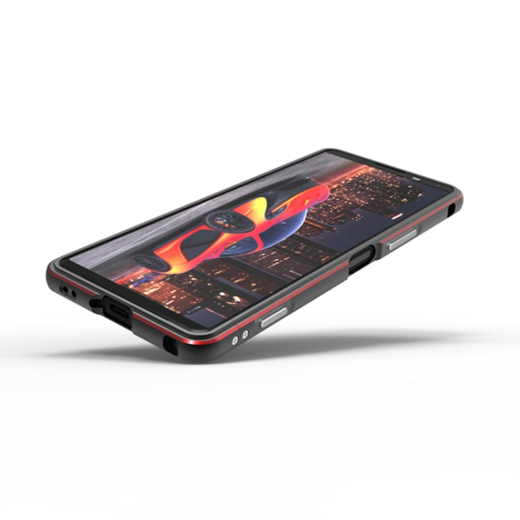 For Sony Xperia 5 Ⅳ Aurora Series Lens Protector + Metal Frame Phone Case(Black+Purple) - Sony Cases by buy2fix | Online Shopping UK | buy2fix