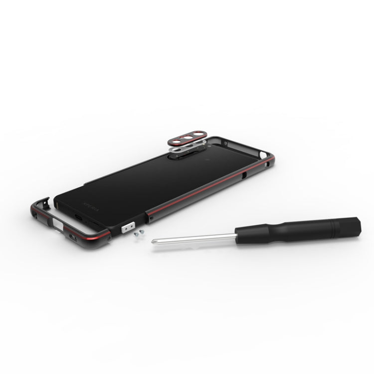 For Sony Xperia 5 Ⅳ Aurora Series Lens Protector + Metal Frame Phone Case(Black+Purple) - Sony Cases by buy2fix | Online Shopping UK | buy2fix