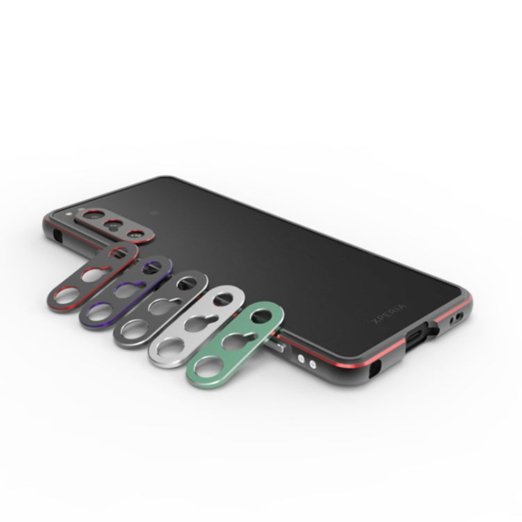 For Sony Xperia 5 Ⅳ Aurora Series Lens Protector + Metal Frame Phone Case(Black+Purple) - Sony Cases by buy2fix | Online Shopping UK | buy2fix
