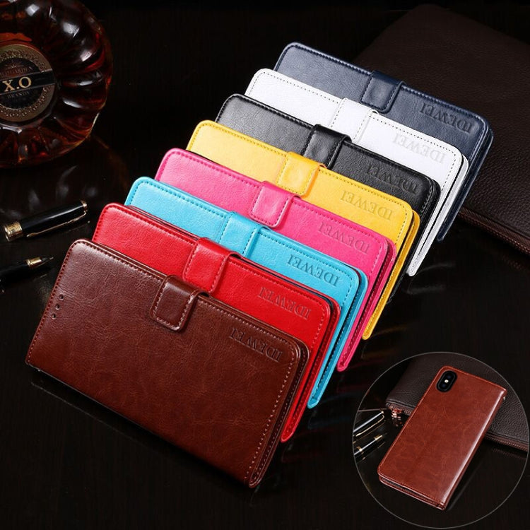 For Doogee X55 idewei Crazy Horse Texture Horizontal Flip Leather Case with Holder & Card Slots & Wallet(Rose Red) by idewei