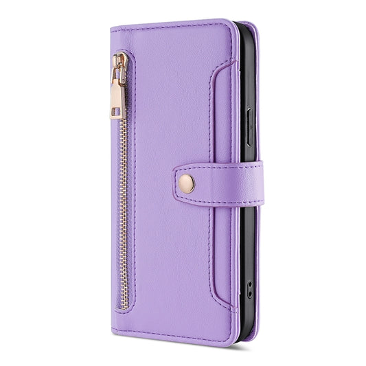 For OnePlus 11 Sheep Texture Cross-body Zipper Wallet Leather Phone Case(Purple) by buy2fix