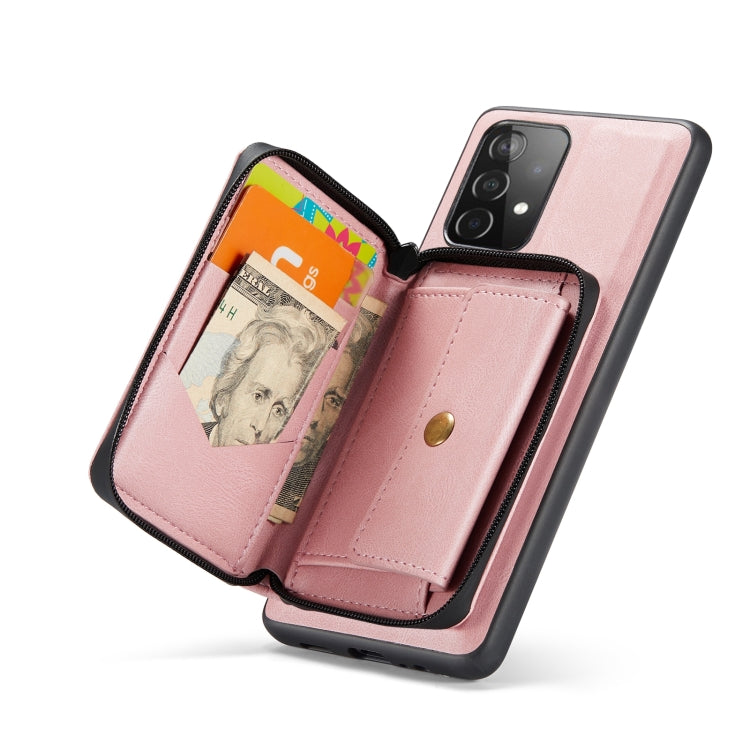 For Samsung Galaxy A53 5G JEEHOOD Magnetic Zipper Horizontal Flip Leather Phone Case(Pink) - Galaxy Phone Cases by JEEHOOD | Online Shopping UK | buy2fix