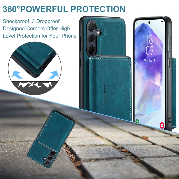 For Samsung Galaxy A55 5G JEEHOOD Magnetic Zipper Horizontal Flip Leather Phone Case(Blue) by JEEHOOD