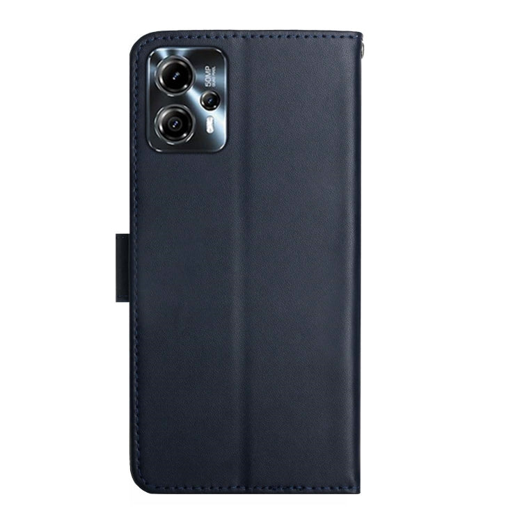 For Motorola Moto G23 4G/G13 4G Genuine Leather Fingerprint-proof Flip Phone Case(Blue) - Motorola Cases by buy2fix | Online Shopping UK | buy2fix