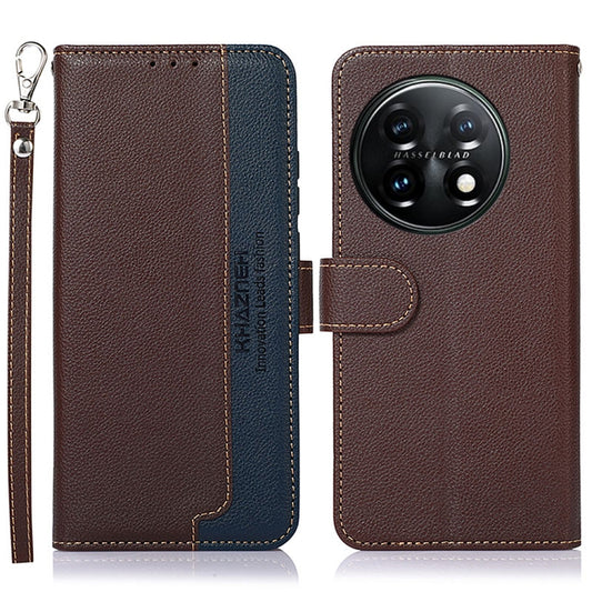 For OnePlus 11 KHAZNEH Litchi Texture Leather RFID Phone Case(Brown) by buy2fix