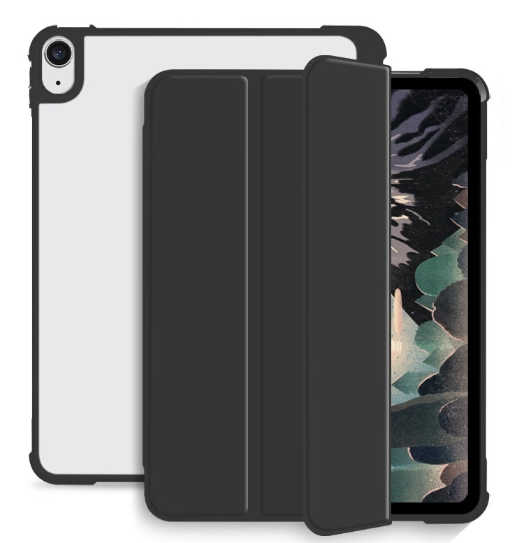 For iPad 10.2 2021 / 2020 / 2019 3-fold Shockproof Smart Leather Tablet Case(Black) - iPad 10.2 Cases by buy2fix | Online Shopping UK | buy2fix