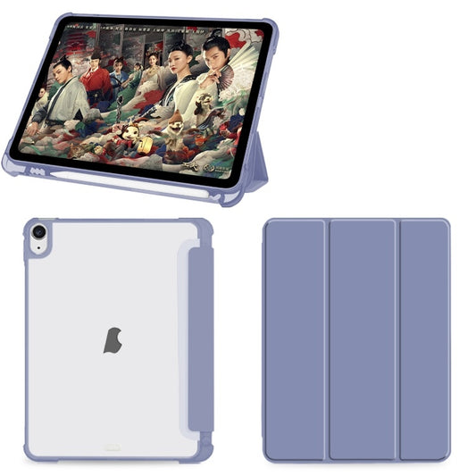 For iPad 10.2 2021 / 2020 / 2019 3-fold Shockproof Smart Leather Tablet Case(Lavender Purple) - iPad 10.2 Cases by buy2fix | Online Shopping UK | buy2fix