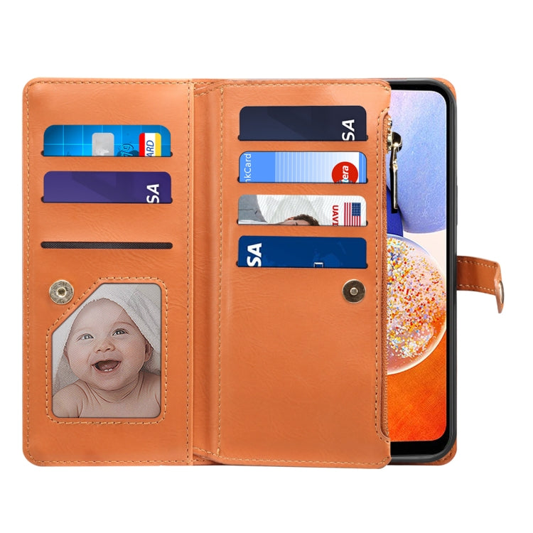 For Samsung Galaxy A14 5G ESEBLE Star Series Lanyard Zipper Wallet RFID Leather Case(Brown) - Galaxy Phone Cases by ESEBLE | Online Shopping UK | buy2fix