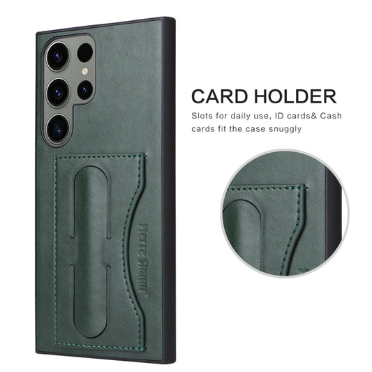 For Samsung Galaxy S23+ 5G Fierre Shann Full Coverage Protective Leather Phone Case(Green) by FIERRE SHANN