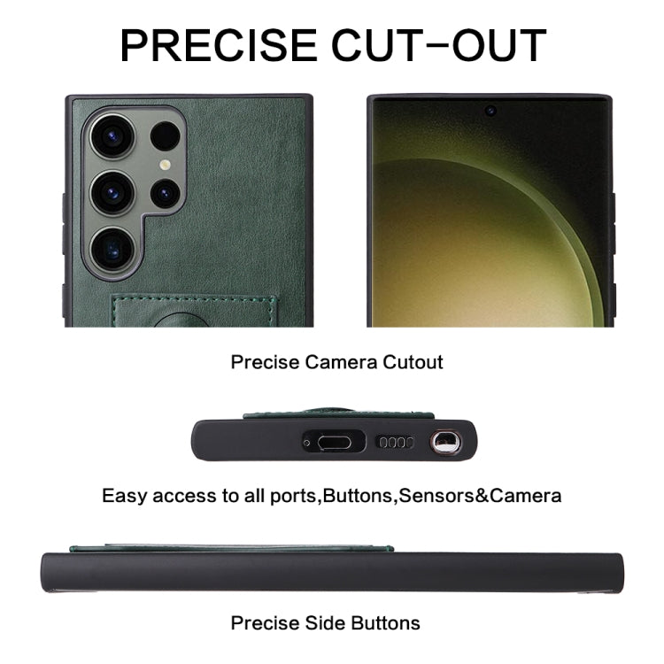 For Samsung Galaxy S23 Ultra 5G Fierre Shann Full Coverage Protective Leather Phone Case(Green) by FIERRE SHANN