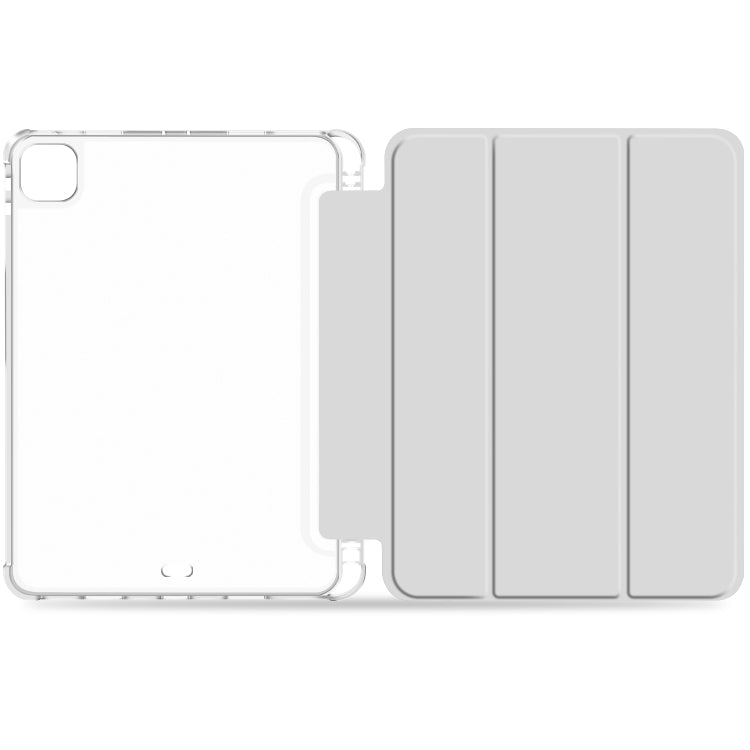 For iPad Pro 11 2022 / 2021 / 2020 3-fold Shockproof Smart Leather Tablet Case(Grey) - iPad Pro 11 (2022/2021) Cases by buy2fix | Online Shopping UK | buy2fix