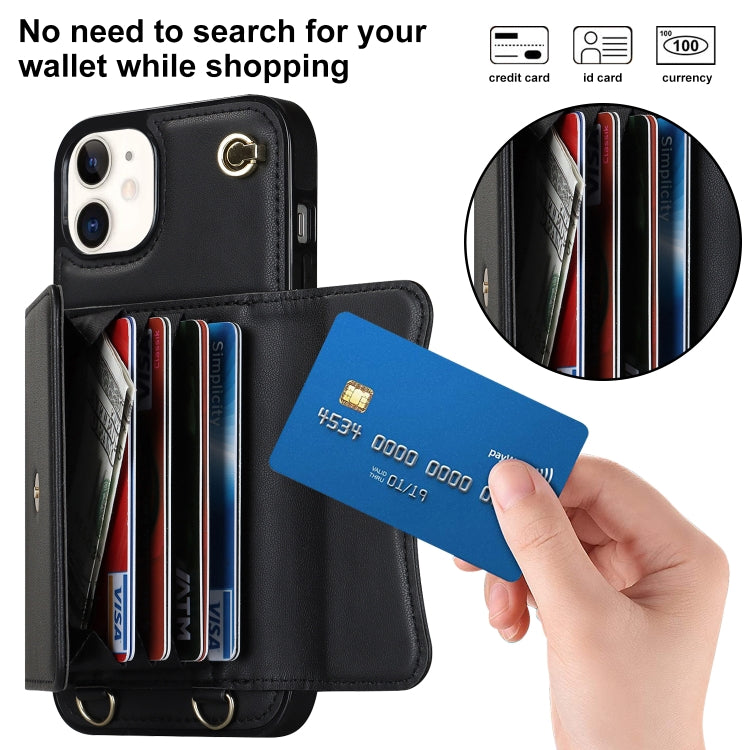 For iPhone 12 RFID Card Slot Phone Case with Long Lanyard(Black) - iPhone 12 / 12 Pro Cases by buy2fix | Online Shopping UK | buy2fix