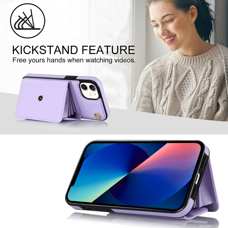 For iPhone 12 RFID Card Slot Phone Case with Long Lanyard(Purple) - iPhone 12 / 12 Pro Cases by buy2fix | Online Shopping UK | buy2fix