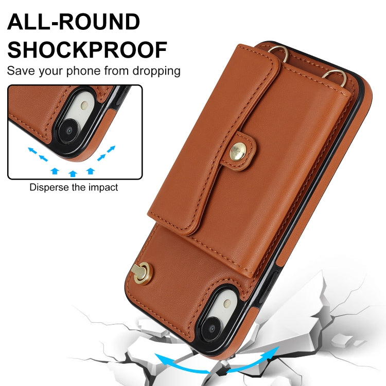 For iPhone XR RFID Card Slot Phone Case with Long Lanyard(Brown) - More iPhone Cases by buy2fix | Online Shopping UK | buy2fix