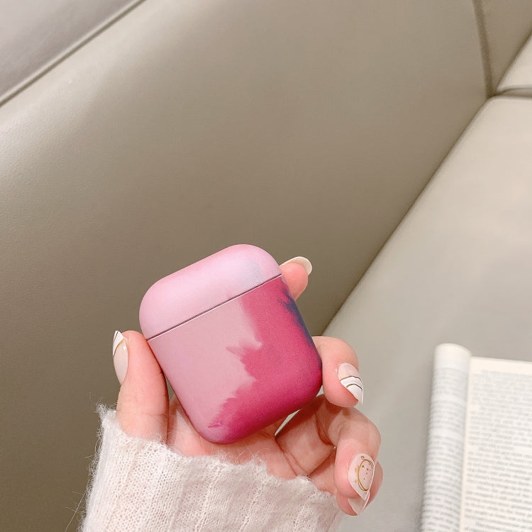 For AirPods 1 / 2 Ink Painting Water Sticker PC Earphone Case(Ink Fuchsia) by buy2fix