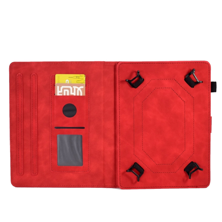 For 8 inch Tablets Peony Butterfly Embossed Leather Tablet Case(Red) - 8 inch by buy2fix | Online Shopping UK | buy2fix