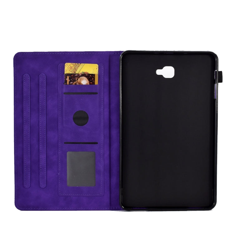 For Samsung Galaxy Tab A 10.1 2016 T580 Peony Butterfly Embossed Leather Smart Tablet Case(Purple) - Tab A 10.1 by buy2fix | Online Shopping UK | buy2fix