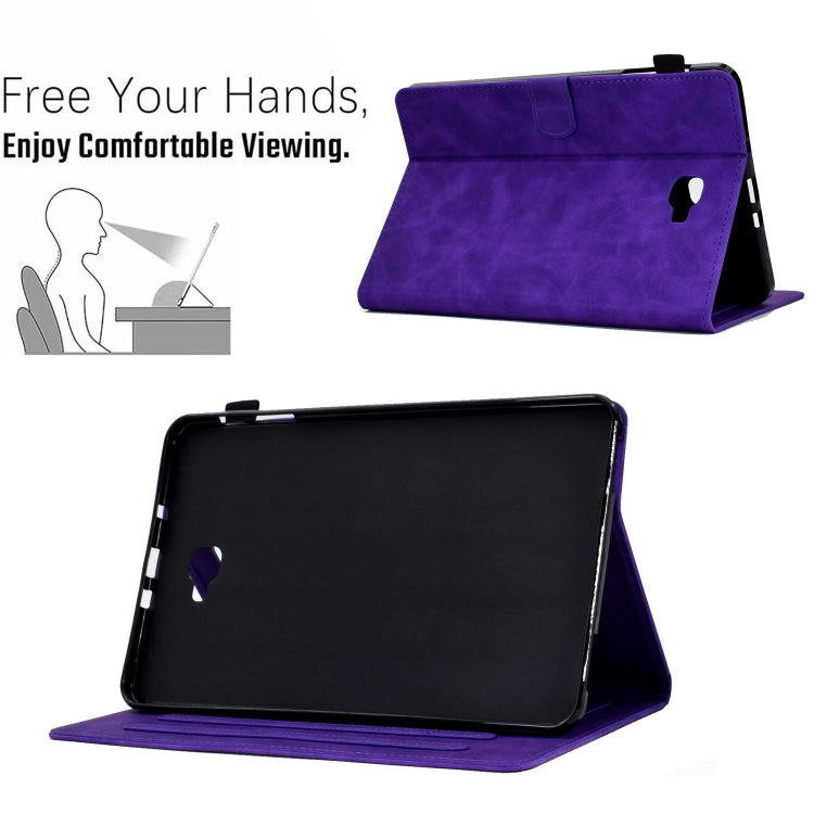 For Samsung Galaxy Tab A 10.1 2016 T580 Peony Butterfly Embossed Leather Smart Tablet Case(Purple) - Tab A 10.1 by buy2fix | Online Shopping UK | buy2fix