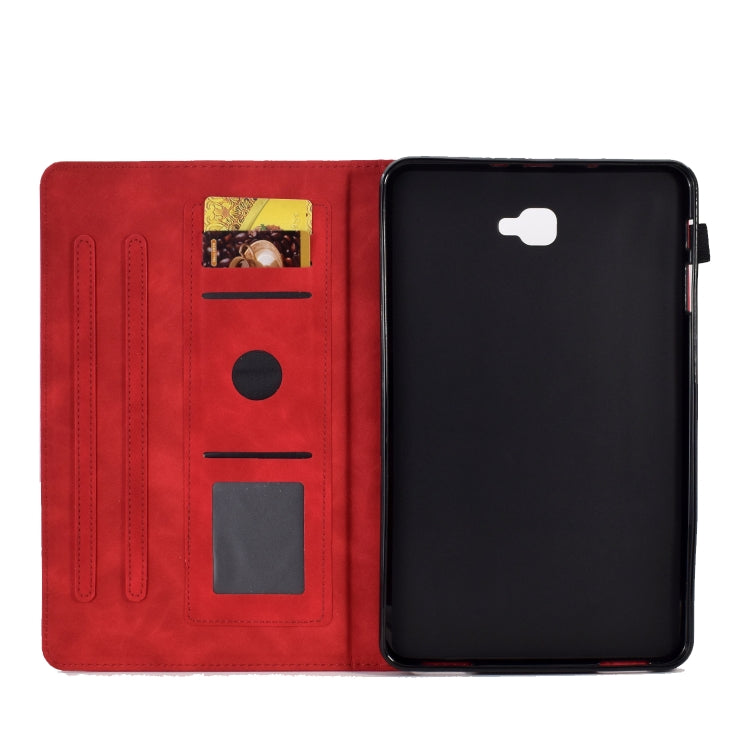 For Samsung Galaxy Tab A 10.1 2016 T580 Peony Butterfly Embossed Leather Smart Tablet Case(Red) - Tab A 10.1 by buy2fix | Online Shopping UK | buy2fix