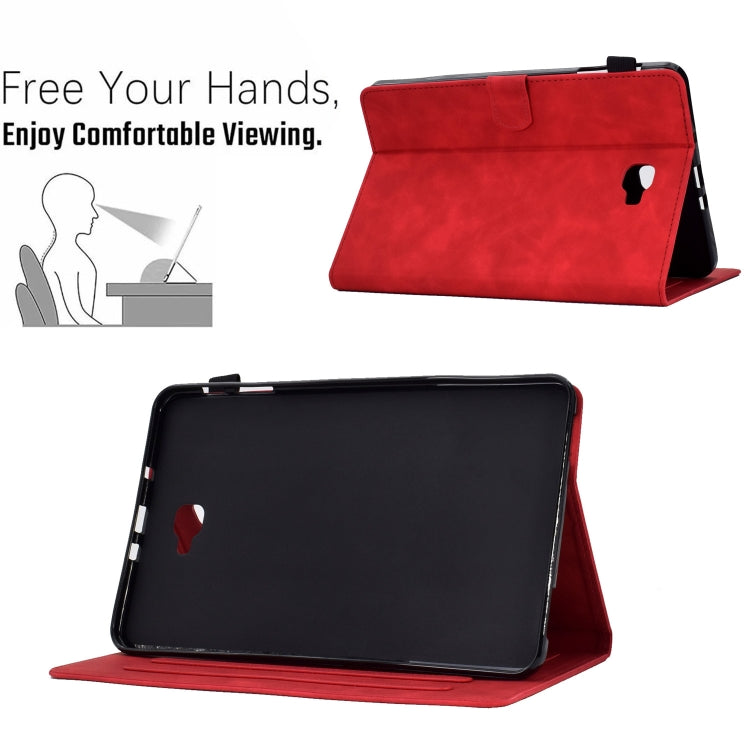 For Samsung Galaxy Tab A 10.1 2016 T580 Peony Butterfly Embossed Leather Smart Tablet Case(Red) - Tab A 10.1 by buy2fix | Online Shopping UK | buy2fix