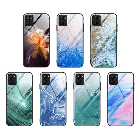 For Realme C33 Marble Pattern Glass Phone Case(Typhoon) by buy2fix