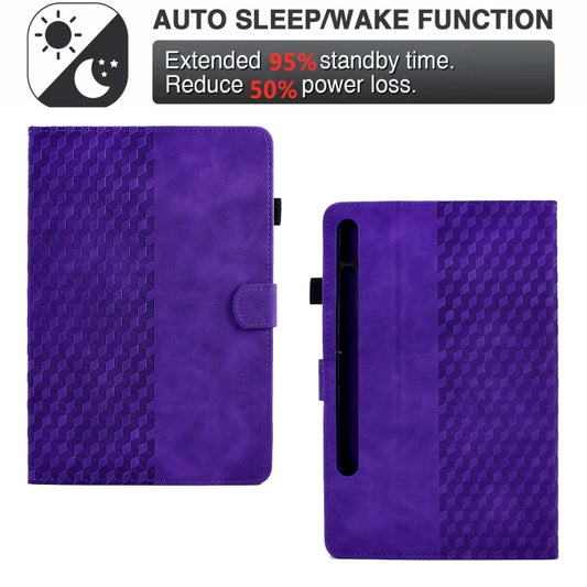 For Samsung Galaxy Tab S7 T870 / S8 X700 Rhombus Embossed Leather Smart Tablet Case(Purple) by buy2fix