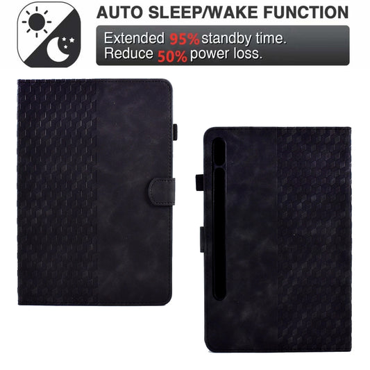 For Samsung Galaxy Tab S7 T870 / S8 X700 Rhombus Embossed Leather Smart Tablet Case(Black) by buy2fix