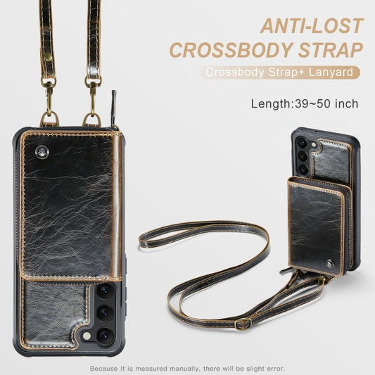 For Samsung Galaxy S23+ 5G JEEHOOD C22 Series Zipper Wallet Leather Phone Case with Dual Lanyard(Coffee) by JEEHOOD